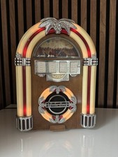 Jukebox Radio Diner FM/AM Retro Holzgehäuse Licht  ca 28 cm Braun Mancave Vtg