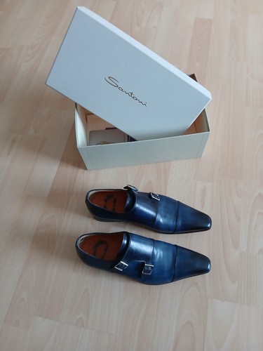 Santoni herren blau leder - blau,