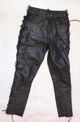 Damen schnür lederjeans - lederjeans, biker