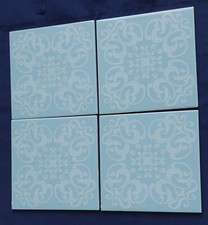 4 Fliesen 15 x 15 Villeroy Boch Retro Vintage 60er Wand Untersetzer Basteln Blau