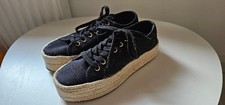 getragene Sneakers Sportschuhe Turnschuhe Plateau schwarz H&M Sommer Schnüren 37