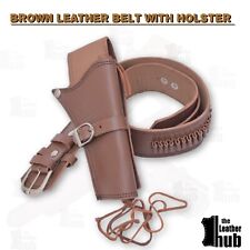 Cowboy Stil Waffe Revolver Einzel Halfter Gürtel Plain Braunes Leder Hochwertig