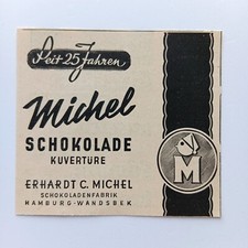 1951 Erhardt Michel Schokolade Kuvertüre Hamburg Werbung Werbeanzeige Reklame