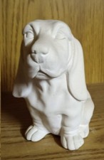 U-Hund-004-UB- sitzender Dackel - Schrühware - Keramik-Rohling - 14 cm hoch