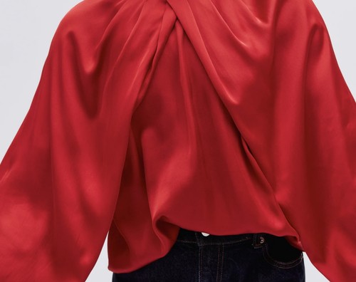 Elegante rote satin bluse - elegante, mit
