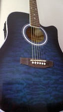 INDIANA DREADNOUGHT ACOUSTIC / ELEC Blau, Blue Burst Quilt
