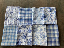 Konvolut 8 Stoffstücke, je 50x70 cm, Bauernbettwäsche, Antik, Vintage, blau