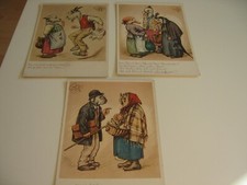 3 x Künstler AK Carl Warnecke Sütterlin-Spruch Tiere Hund Eule Gans Ziegen Humor