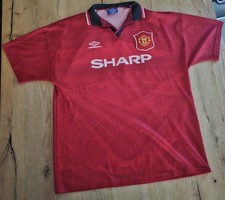 Original UMBRO vintage Manchester United Jersey XL  (MISPRINT Cantona No 10)!