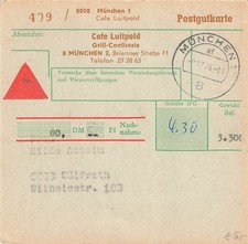 132486) Gastronomie NN-Postgutkarte München, Cafe Luitpold, Grill-Confiserie