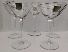 Fünf Cocktail Gläser Schalen -  Flirt by R & B - klar blaue Spirale