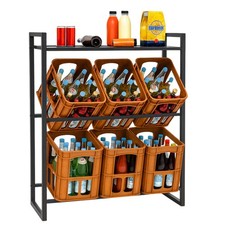 Getränkekistenregal mit Ablage Metall Getränkeregal für bis zu 6 Getränkekisten