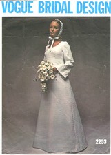1970 Vintage Vogue Nähen Muster Hochzeit Braut Kleid B36 (1495)