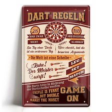 Blechschild Dart Regeln 20x30cm Vintage Dartscheibe Sprüche Bar Pub Darts Deko
