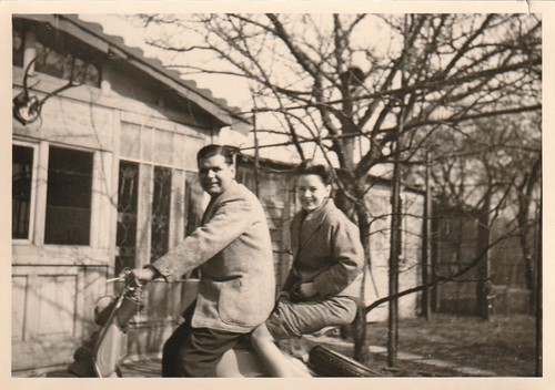 Vintage foto paar mit - foto, nsu