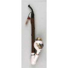 Gesteckpfeife aus Porzellan Palisanderholz in weiss mit Jagdmotiv 30cm