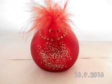 Tischdeko Huhn rot aus Glas