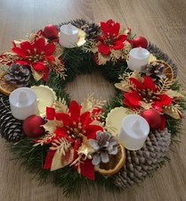 Adventskranz rund, Weihnachtsdeko Tischkranz,  Ø 34 cm.HANDARBEIT LED