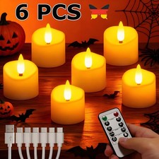 6 Stück Flammenlose Flackernde LED Teelichter Kerzen mit Timer Fernbedienung DE