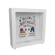 Happy Birthday to you Marmelade im Schuh Rahmen Spardose aus Holz