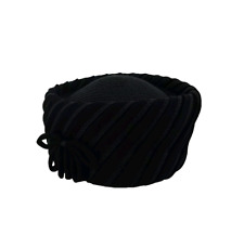 Damen Pillbox Hut Schwarz Schleife Vintage 1960er 1970er