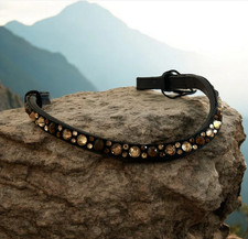 Stirnriemen mit Klettverschluss und Glitzersteinen schwarz VB/WB