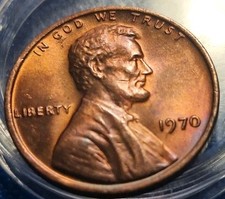 1970 LINCOLN CENT ROT-GOLD GLÄNZEND IN FAST UNZIRKULIERT RAR UND EINZIGARTIG