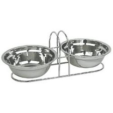 Edelstahl Doppel Freßnapf Futternapf Behälter Hundenapf Hundefressnapf + Ständer