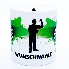 Dartspieler Dart Spardose mit Namen Geschenk Mann Sparschwein Sparbüchse Zubehör