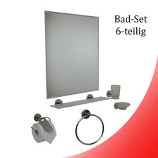 Bad Accessoires Set mit Spiegel Handuchhalter rund 6-teilig