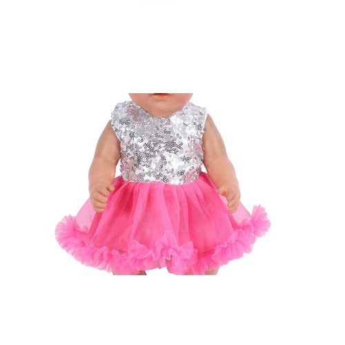 Puppen kleid silber pailletten - puppen,