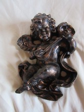 Engel Wand Relief Wachs vintage schwarz, bronze