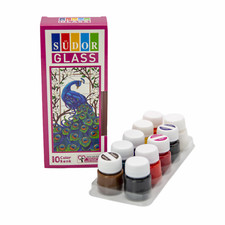 Glassfarben zur dekorativen Gestaltung 10 x 15 ml Glasmalfarben auf Wasserbasis