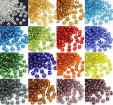 50g Rocailles 4mm Perlen klar mit Silbereinzug 6/0 Glasperlen Farbauswahl