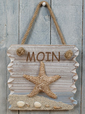 Maritimer Wandhänger Moin Bild mit Seestern und Kordel Wand Dekoration