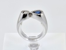 Saphir Diamant Ring 585/000 14 K Weißgold 30 Brillanten zus. 0,30 ct