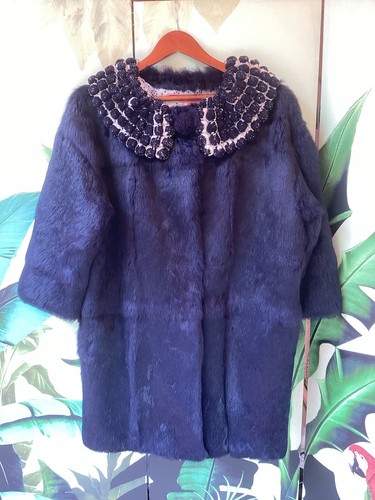 Manoush pelzmantel hase blau - pelzmantel,