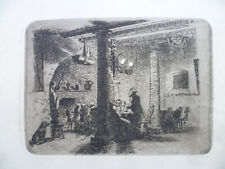 Kneipenszene mit Hund. Originalradierung Ende 19.Jh., unsigniert.