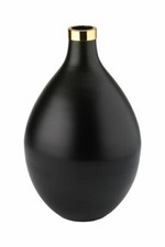 Hochwertige Vase Bodenvase Bauchig Schwarz Gold Deko 40 cm (#255 S)