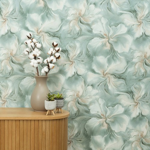 Vliestapete floral marmor - floral,