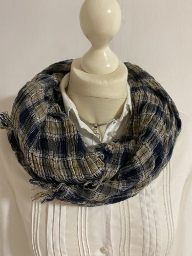 Tuch schal blau beige kariert - tuch,