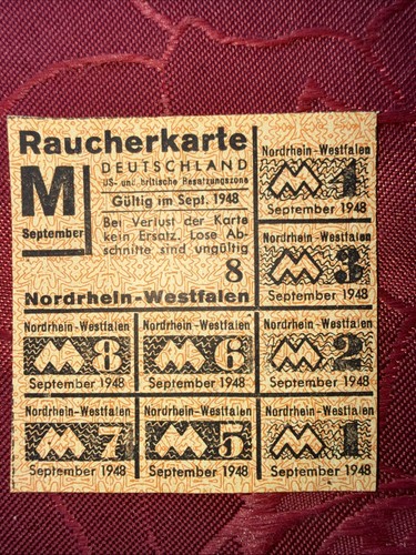 Raucherkarte 1948 - m, (männer)