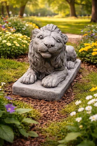Löwen skulptur liegend auf - liegend,