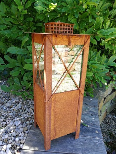 Edelrost laterne mit glas - mit,