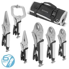 STAHLWERK Gripzangen 6 Stück Langbeckzange Klemmzange Feststellzange mit Tasche