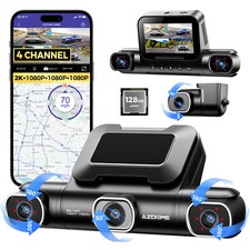 AZDOME 4 CH 3" 4K Dash Cam 2K/1080P DVR 5G WiFi GPS Parkmodus Kamera 128GB eMMC