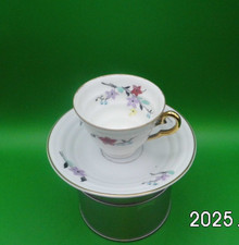 Porzellan Mokkatassen  - Serie Blumen bunt - Goldrand  Freiberg ca 1986