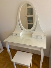 Hemnes weißer Schminktisch mit Spiegel und Hocker