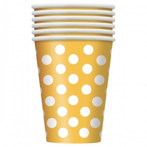 Pappbecher punkte gelb 6 - pappbecher,