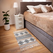 Baumwoll-Teppich bedruckt mit Quasten ca. 60 x 110 cm